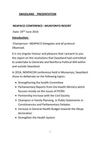 Constituencies and Parliamentary Debates  Increase in General Health Budget towards the Abuja