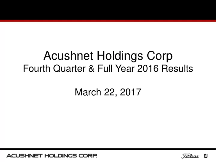 acushnet holdings corp