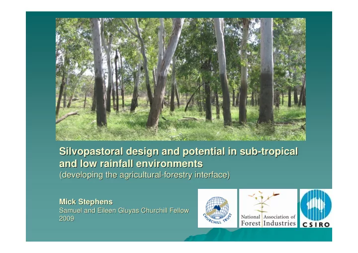 silvopastoral design and potential in sub tropical