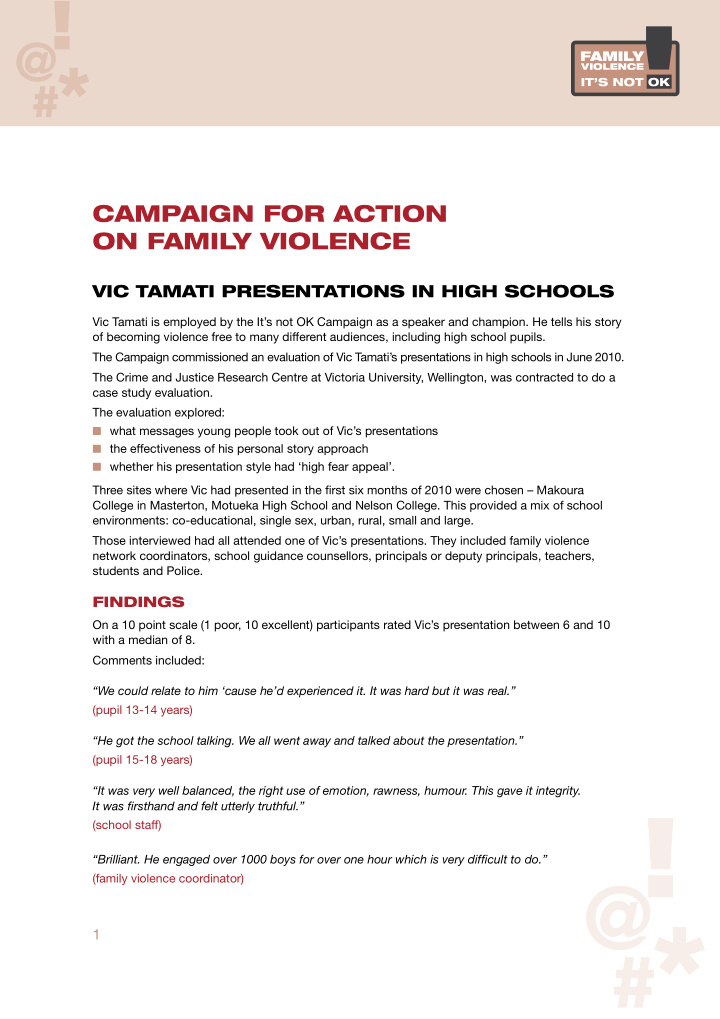 campaign for action on famil y violence