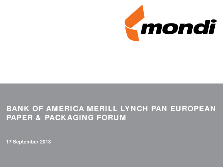 bank of america merill lynch pan european paper packaging