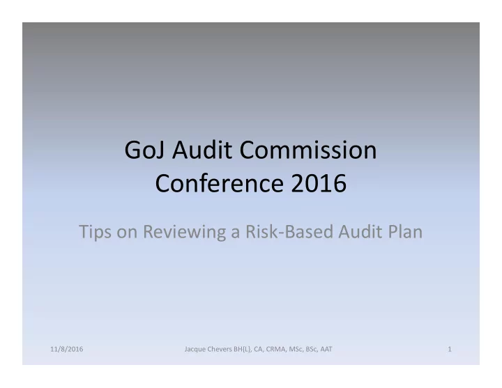 goj audit commission conference 2016