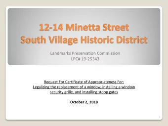 South Village Historic District  Landmarks Preservation Commission  LPC# 19-25343  Request For