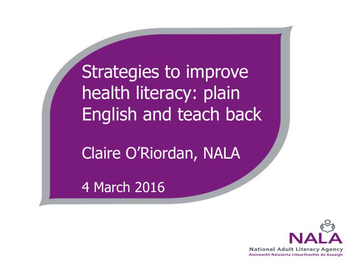 strategies to improve health literacy plain english and