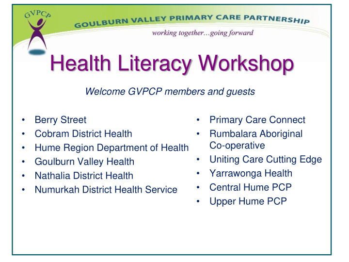 health literacy workshop