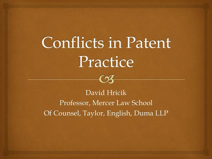 david hricik professor mercer law school of counsel