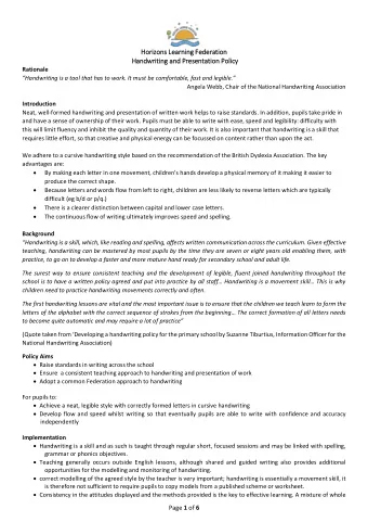 Hor  oriz  izon  ons Lear  arnin  ing Fe  Federati  tion  on  Han  andwritin  ting an  and