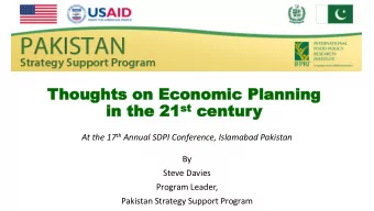 Thoughts on Economic Planning  houghts on Economic Planning  in  in the 21 the 21 st st centur