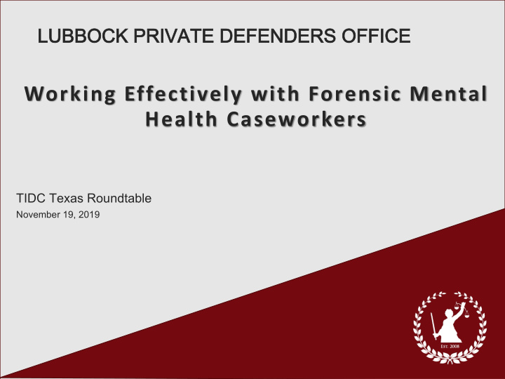 working effectively with forensic mental health