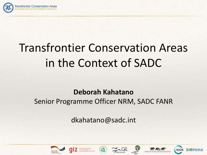 transfrontier conservation areas in the context of sadc