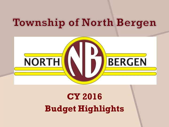 cy 2016 budget highlights cy 2016 budget highlights