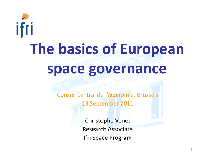 the basics of european space governance