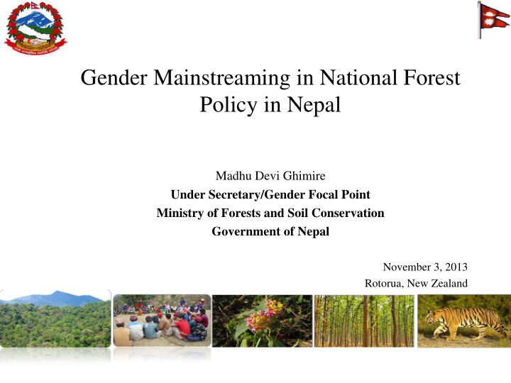 gender mainstreaming in national forest policy in nepal