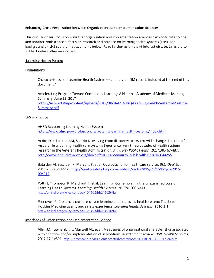 enhancing cross fertilization between organizational and