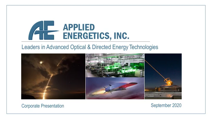 applied energetics inc