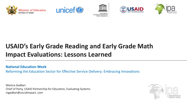 usaid s early grade reading and early grade math impact