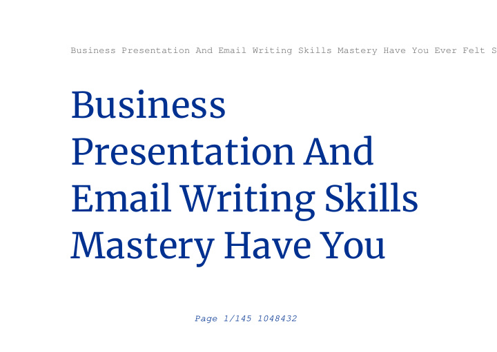 business presentation and email writing skills mastery