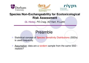 Preamble  Statistical concept of Species Sensitivity Distributions (SSDs)  is used frequently.