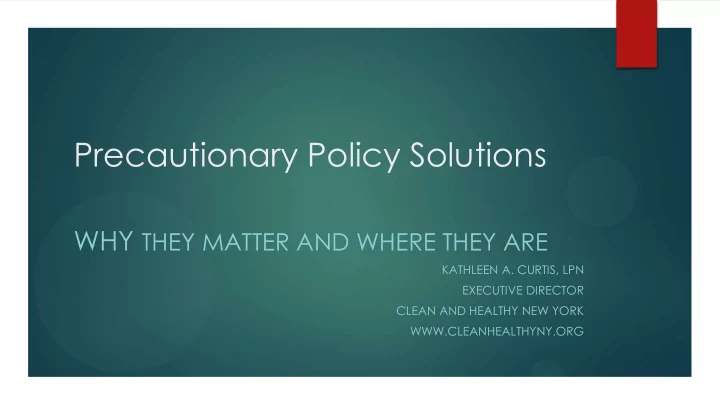 precautionary policy solutions