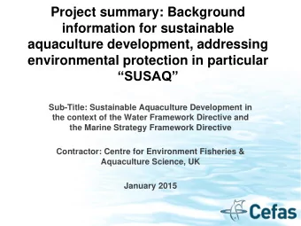 information for sustainable  aquaculture development, addressing  environmental protection in