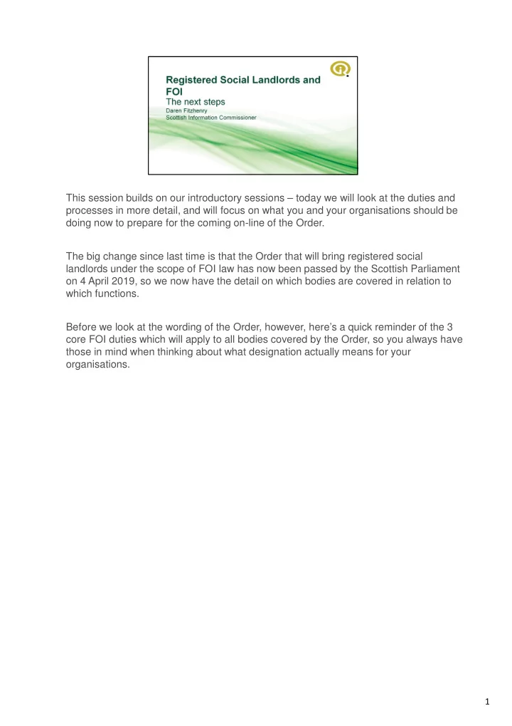 this session builds on our introductory sessions today we