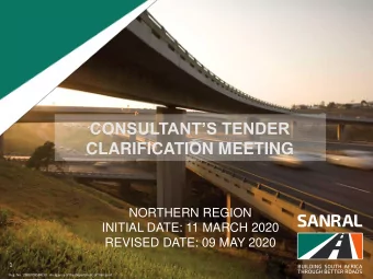 CONSULTANTS TENDER  CLARIFICATION MEETING  NORTHERN REGION  INITIAL DATE: 11 MARCH 2020  REVISED