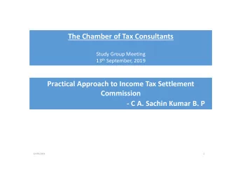 The Chamber of Tax Consultants  The Chamber of Tax Consultants  Study Group Meeting  Study Group