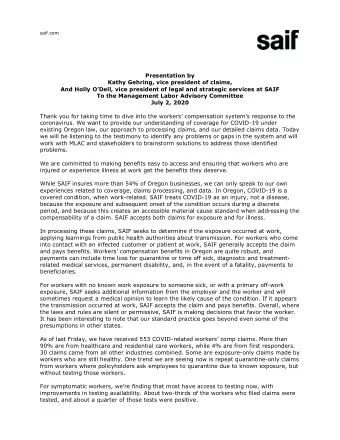 Presentation by  Kathy Gehring, vice president of claims,  And Holly ODell, vice president of