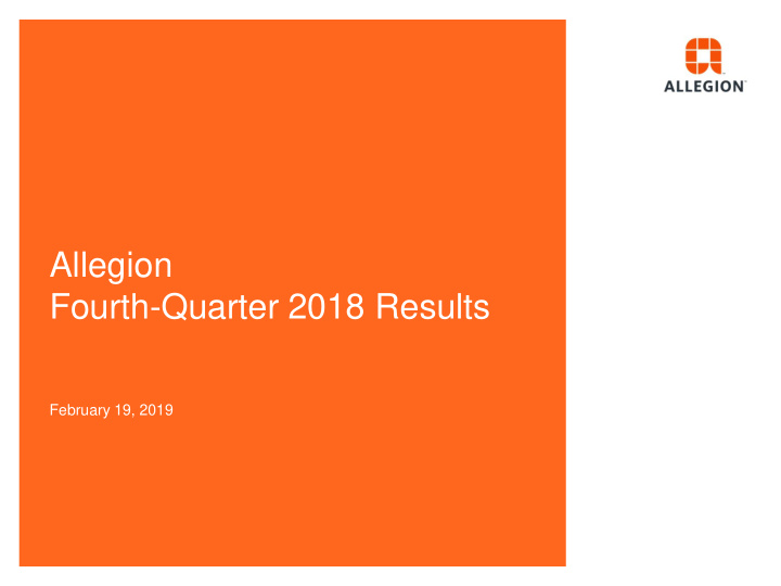 fourth quarter 2018 results