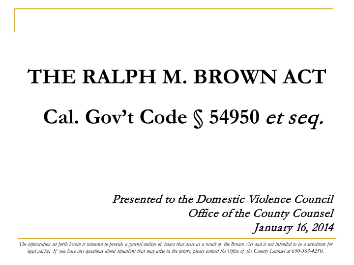 the ralph m brown act