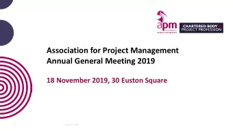 Association for Project Management  Annual General Meeting 2019  18 November 2019, 30 Euston Square