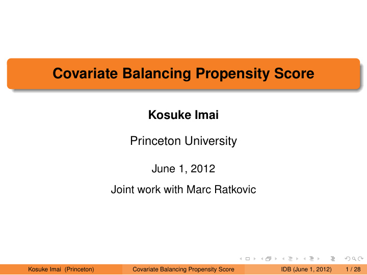 covariate balancing propensity score