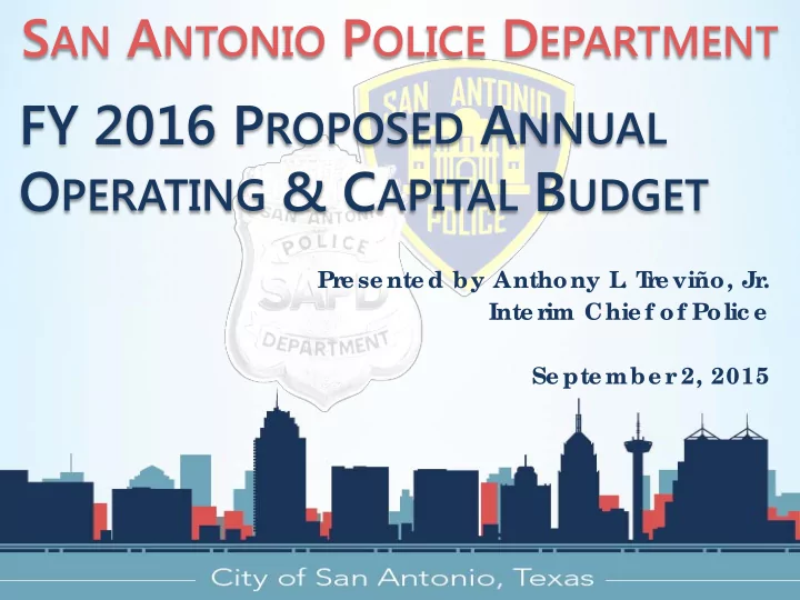 fy 2016 p roposed a nnual o perating c apital b udget