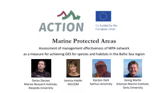 Marine Protected Areas  Assessment of management effectiveness of MPA network  as a measure for