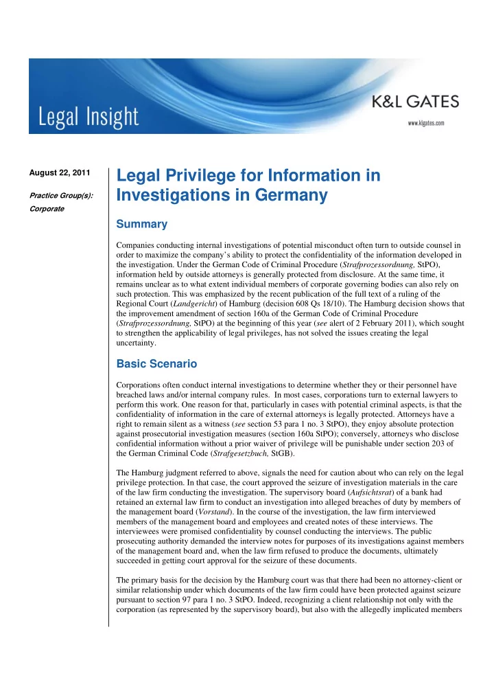 legal privilege for information in
