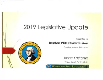 201 9 Legislotive U pdote  Presented to: Benlon PUD Commission Tuesdoy, August 27t , 2019 lsooc