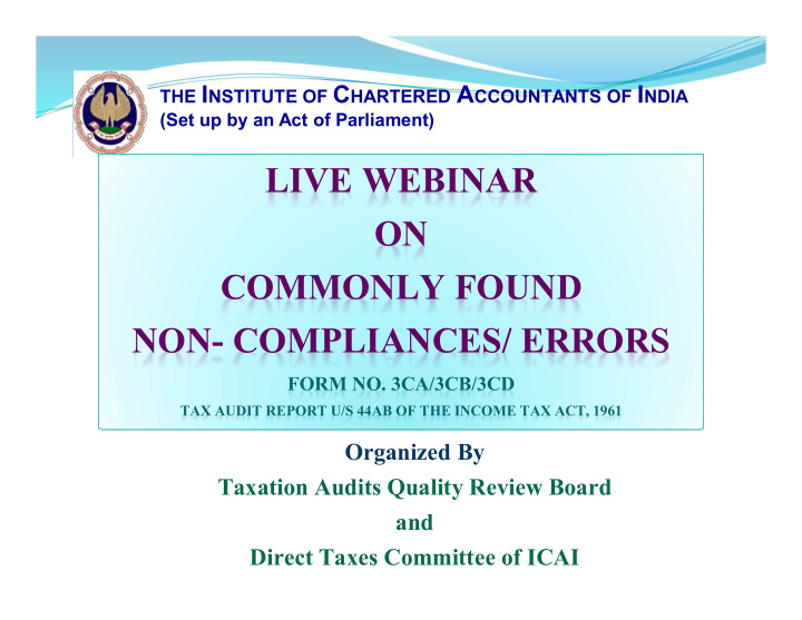 live webinar on commonly found non compliances errors