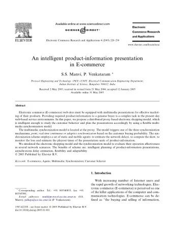 An intelligent product-information presentation  in E-commerce S.S. Manvi, P. Venkataram *
