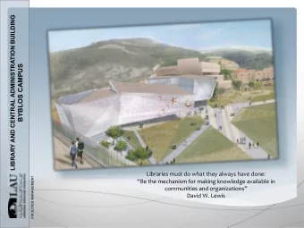 BYBLOS CAMPUS  Libraries must do what they always have done:  FACILITIES MANAGEMENT  Be the