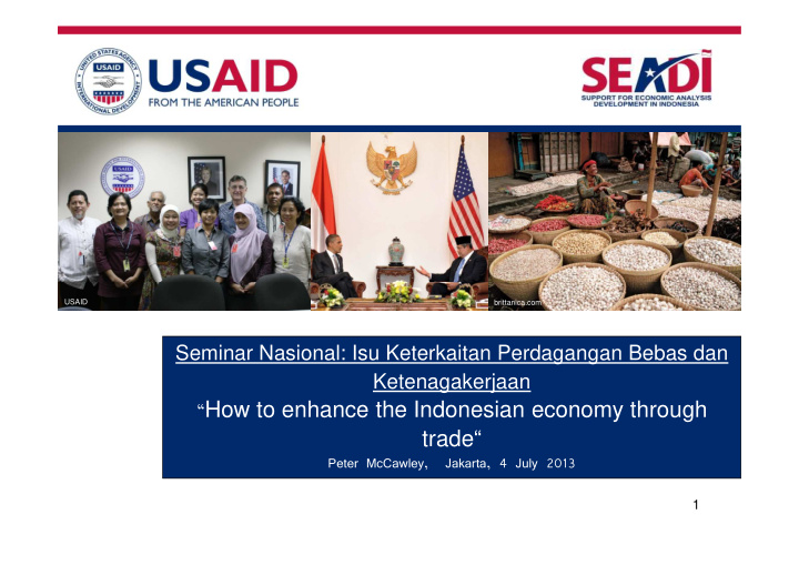 how to enhance the indonesian economy through trade