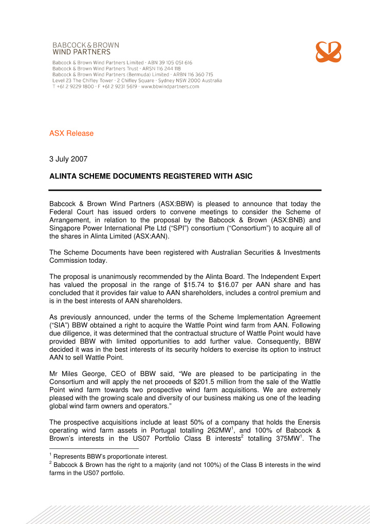 asx release 3 july 2007 alinta scheme documents
