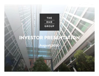 INVESTOR PRESENTATION  INVESTOR PRESENTATION  August 2020  August 2020  1  WARNING REGARDING