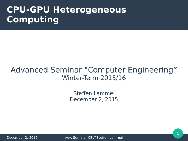 cpu gpu heterogeneous computing