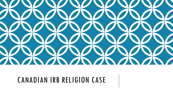 canadian irb religion case facts
