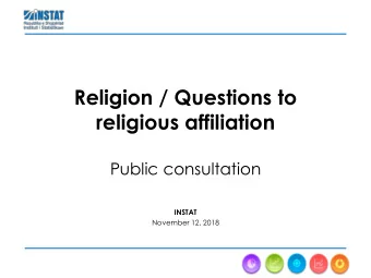 religious affiliation  Public consultation  INSTAT  November 12, 2018  Population and Housing