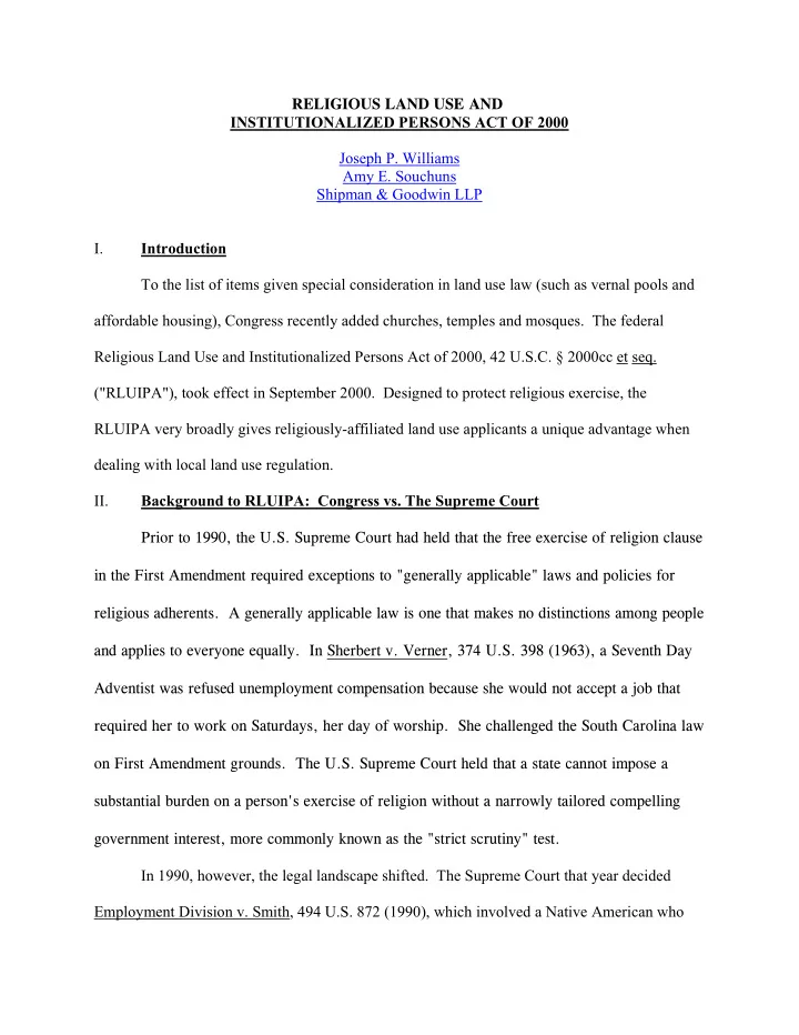 religious land use and institutionalized persons act of