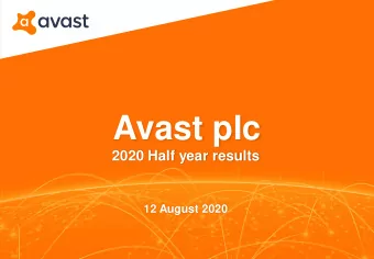 Avast plc  2020 Half year results  12 August 2020  Disclaimer This presentation has been prepared