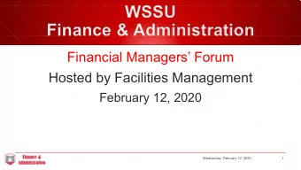WSSU  Finance &amp; Administration  Financial Managers Forum  Hosted by Facilities Management