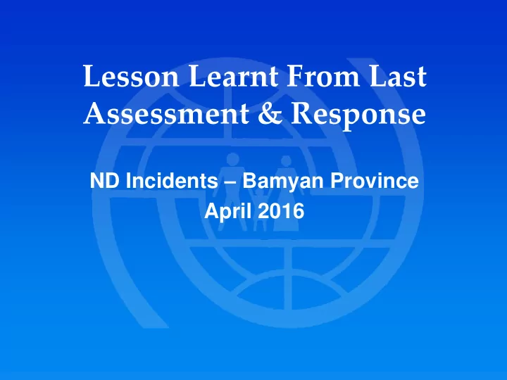 lesson learnt from last