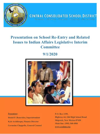 Presentation on School Re-Entry and Related  Issues to Indian Affairs Legislative Interim